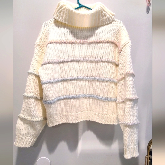 KESTAN - Kora Soft Turtleneck Knitted Sweater w/ vibrant rainbow pastel stripes - Picture 2 of 6